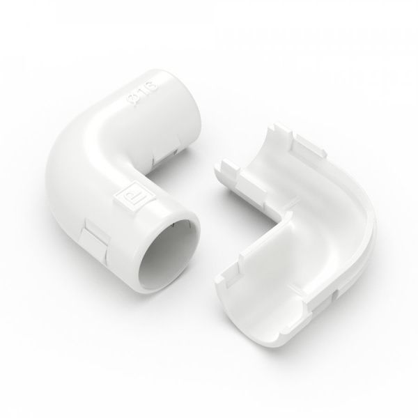Соединитель угловой разборный белый d16 мм (5шт/700шт уп/кор)