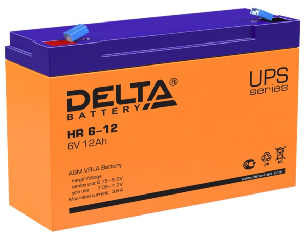 Delta Аккумуляторная батарея для ИБП HR 6-12 (6V/12Ah)