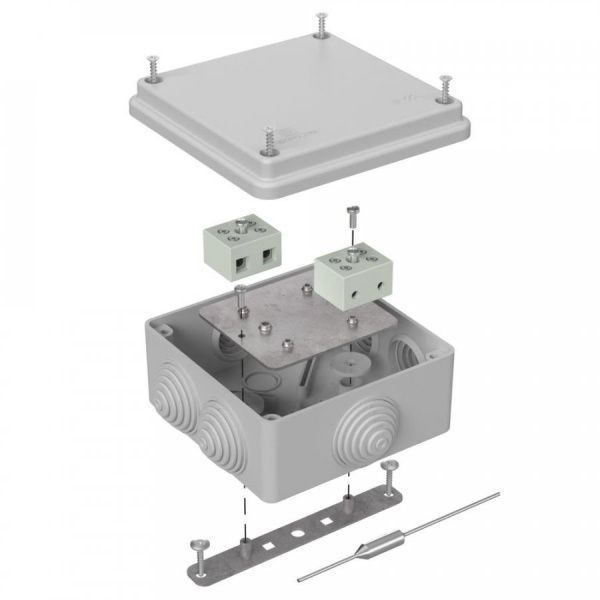 Коробка огнестойкая для о/п 40-0300-FR6.0-4-П Е15-Е120 с термопредохранителем RAL7035 100х100х50 (14 шт/кор)