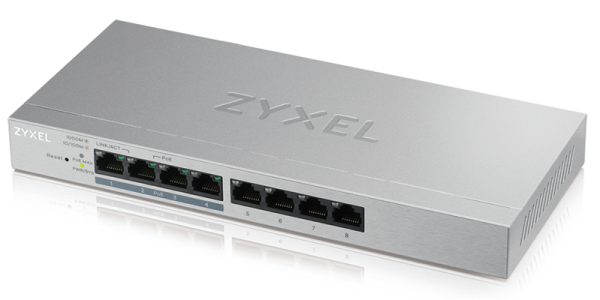Smart L2 коммутатор PoE+ Zyxel GS1200-8HP v2, 8xGE (4xPoE+), настольный, бесшумный, с поддержкой VLAN, IGMP, QoS и Link Aggregation, бюджет PoE 60 Вт