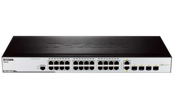 Управляемый L2 коммутатор, 24x100Base-TX, 2x1000Base-X SFP, 2xCombo 1000Base-T/SFP, защита от статического электричества до 6 кВ, CLI, консольный порт RJ-45, поддержка Dying Gasp