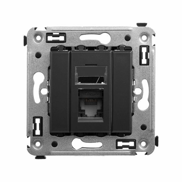Компьютерная розетка RJ-45 в стену, кат.6 одинарная, Avanti, черный матовый