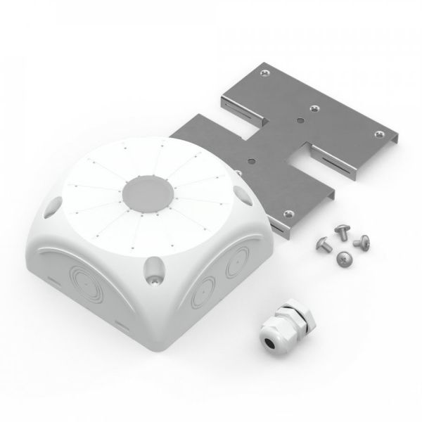 Коробка распределительная 60-0500-9003-П-КВ для видеокамер двухкомпонентная безгалогенная (HF) белая 100х100х50 с пластиной и каб. вводом