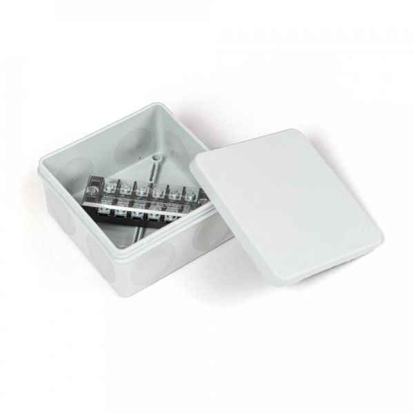 Коробка распределительная для прямого монтажа двухкомпонентная (HF) в комплекте с 6-кл. зажимами, сечение до 2,5 мм², 100х100х50 серая