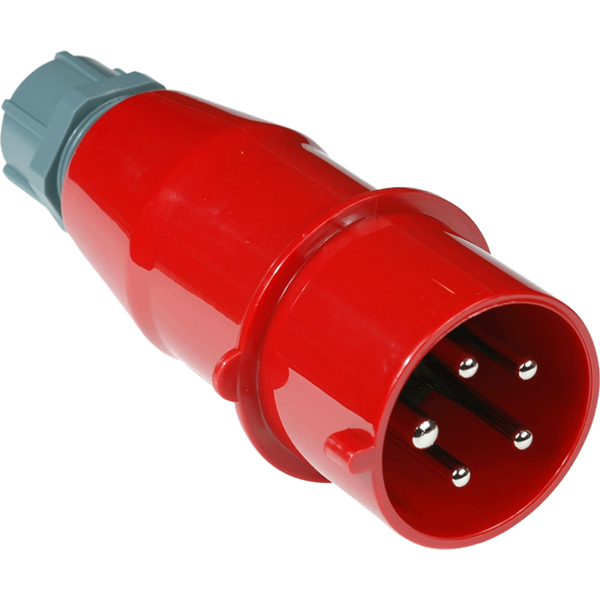 Вилка IEC 309 трехфазная, 32A, 380V, разборная, красная
