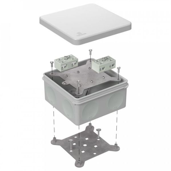 Коробка огнестойкая разветвительная для о/п двухкомпонентная 60-0300-FR6.0-4-4-Р Е15-Е60 RAL7035 100х100х50 (14 шт/кор)