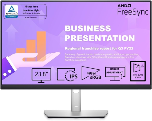 Dell 23,8" P2422HE S/BK (IPS;16:9;250cd/m2;1000:1;5ms;1920x1080;178/178;VGA;HDMI;DP(In); DP(Out); USB-C upstream with PD65W;4xUSB;RJ45; HAS; Swiv; Tilt; Swiv; Pivot)