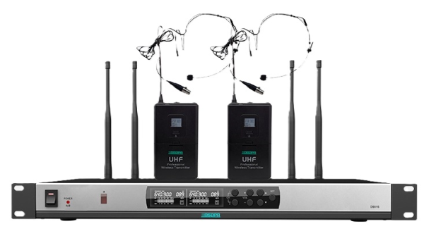 DSPPA Беспроводная микрофонная система True Diversity UHF (2 головных микрофона)