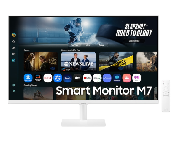 Samsung 32" Smart monitor M7 S32FM703UI (VA 16:9 3840x2160x60Hz 4ms 300cd 3000:1 178/178 1млрд HDMI USB-C(65W) 2*USB 2.0 Spk10W Tizen HDR10+ sRGB 99% Tilt WiFi5 BT5.2 VESA White ПультДУ)