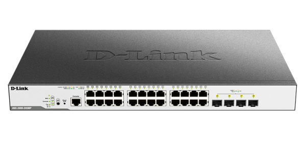 PROJ Managed L2 Switch 24x1000Base-T PoE, 4x10GBase-X SFP+, PoE Budget 370W, Surge 6KV, CLI, RJ45 Console, RPS, Dying Gasp