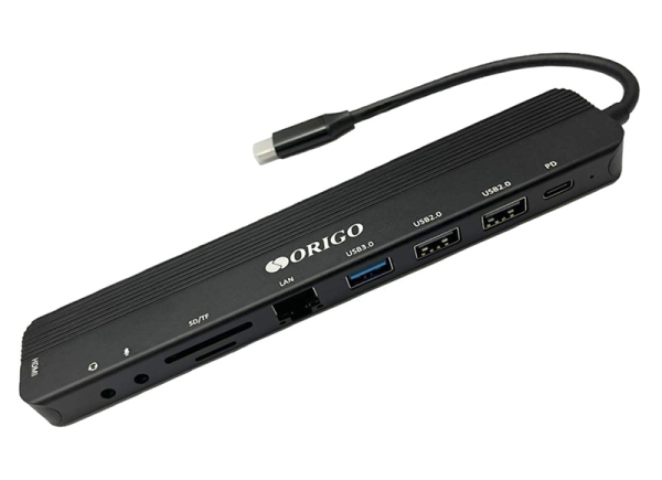 ORIGO Док-станция USB-C, 1xUSB 3.0, 1xUSB-C/PD 3.0, 2xUSB 2.0, 1x1000Base-T, 1xHDMI, слот SD/TF/microSD