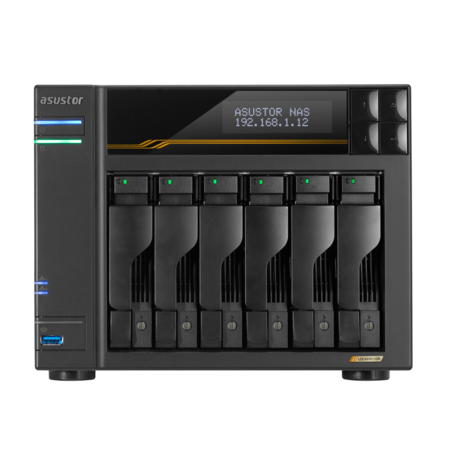 ASUSTOR AS6806T 6-Bay NAS/AMD Ryzen V3C14 2,3GHz/16GB DDR5, noHDD(HDD,SSD)/2x5,2х10,Gbe(LAN)/3xUSB3.2,Type-C; 90IX01T6-BW3S00