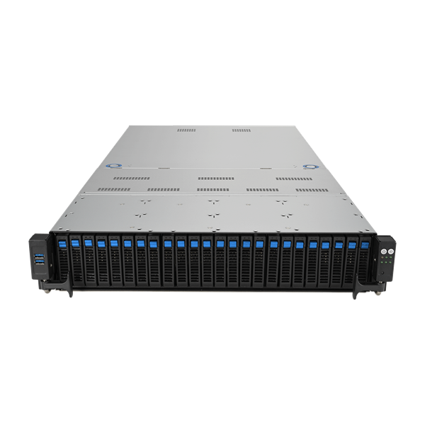 ASUS RS720-E11-RS24U 2U, 2xLGA4677, 32 DIMM DDR5, 24x 2.5"(12x NVMe+12x NVMe/SATA/SAS* hs), 2 x M.2 slot 2280, 2x10Gbe RJ45, 4 dual-slot GPU, 8 slots PCIe 5.0, 1x OCP 3.0, 2x2600W