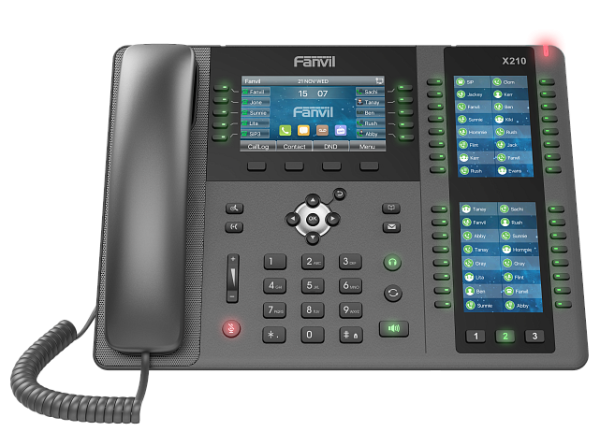 Fanvil X210 2xEthernet 10/100/1000, HD Voice, 20 SIP Lines, 10 Line Key, 116 DSS Keys, IPV6/OPUS, 4.3+2*2.4 Multi Color Screen, WIFI & Built-in Bluetooth, POE + Gigabit, PSU