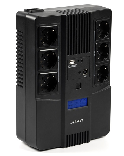 (8935) Бастион SKAT-UPS AI 800ВА/480Вт/line-interactive/АКБ 9Ачx1/ 3xSchuko 3xSchuko/Дисплей/3 л.г.