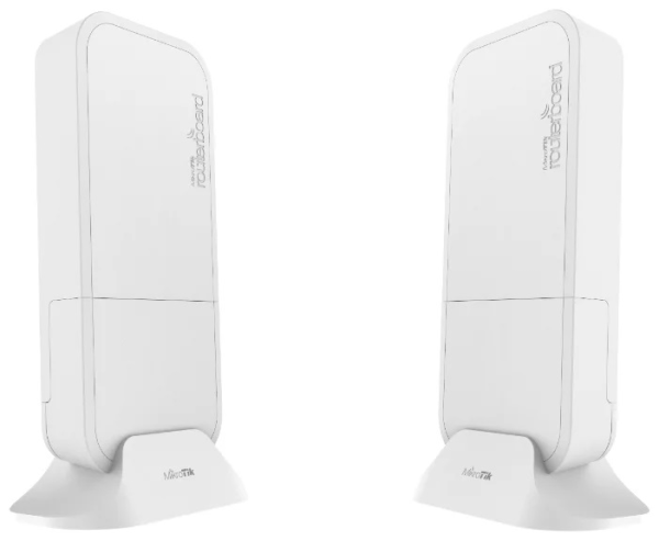 MikroTik Wireless Wire (Pair of preconfigured wAPG-60ad devices for 60Ghz link (Phase array 60 degree 60GHz antennas, 802.11ad wireless, four core 716MHz CPU, 256MB RAM, 1x Gigabit LAN, RouterOS L3, P