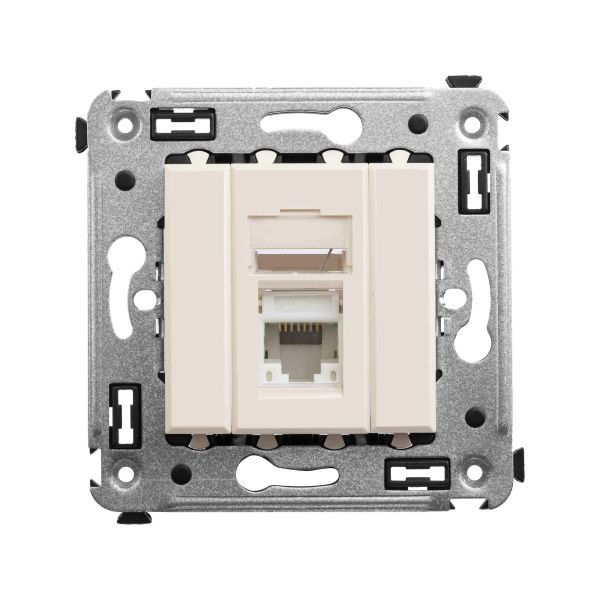 Компьютерная розетка RJ-45 в стену, кат.6А одинарная, Avanti, ванильная дымка