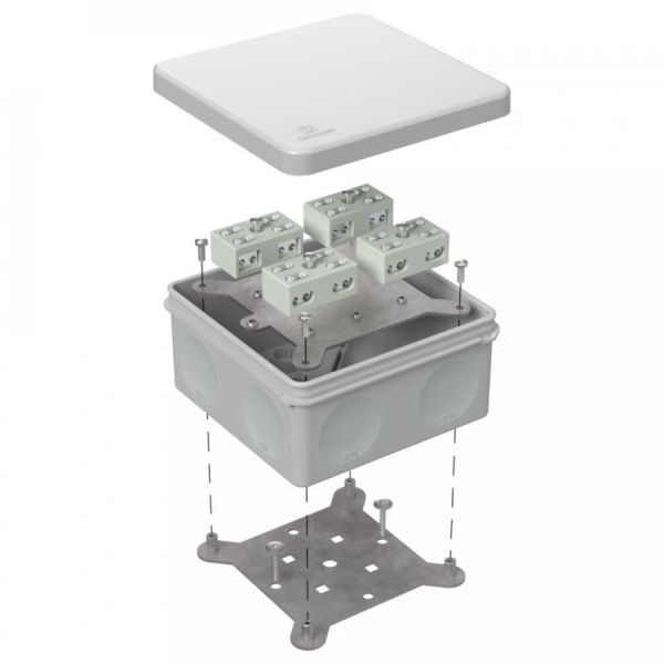 Коробка огнестойкая разветвительная для о/п двухкомпонентная 60-0300-FR6.0-4-8-Р Е15-Е60 RAL7035 100х100х50 (14 шт/кор)