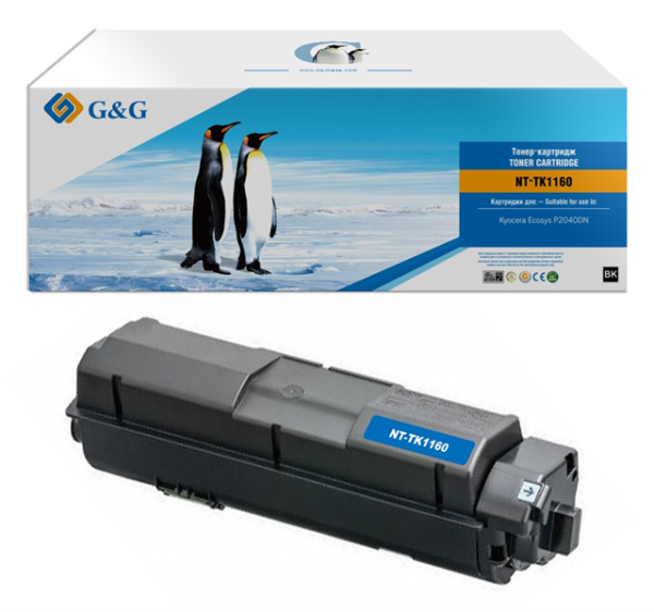 G&G toner cartridge for Kyocera P2040dn/P2040dw 7 200 pages with chip TK-1160  1T02RY0NL0 гарантия 36 мес.