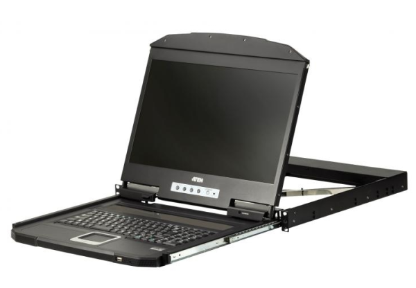ATEN 18.5" Ultra Short Depth Single Rail WideScreen LCD Console (USB,VGA, 1366x768)