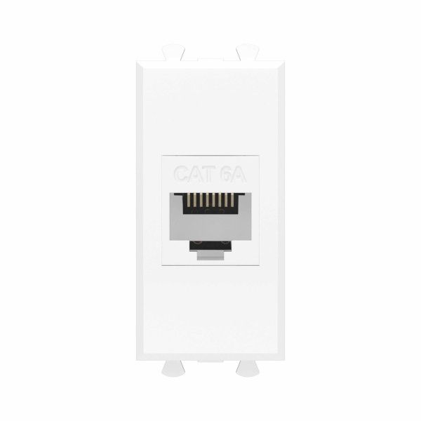 Компьютерная розетка RJ-45 без шторки модульная , кат.6А, Avanti, белое облако, 1 модуль