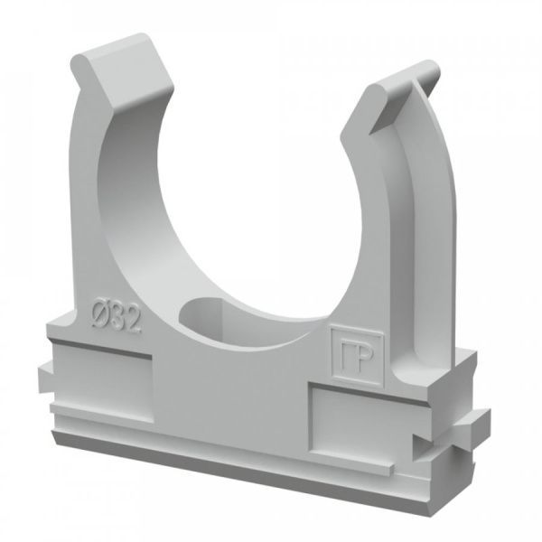 Крепёж-клипса для труб d32 мм безгалогенная (HF) атмосферостойкая серая (25шт/500шт уп/кор)