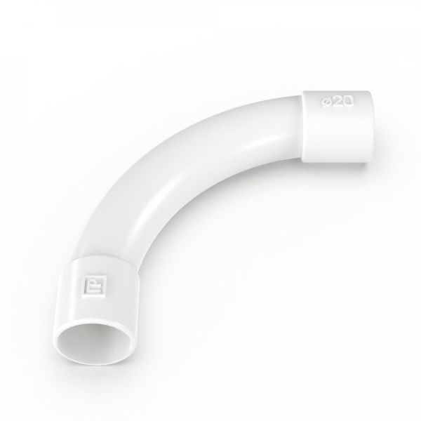 Соединитель угловой белый d20 мм (5шт/300шт уп/кор)