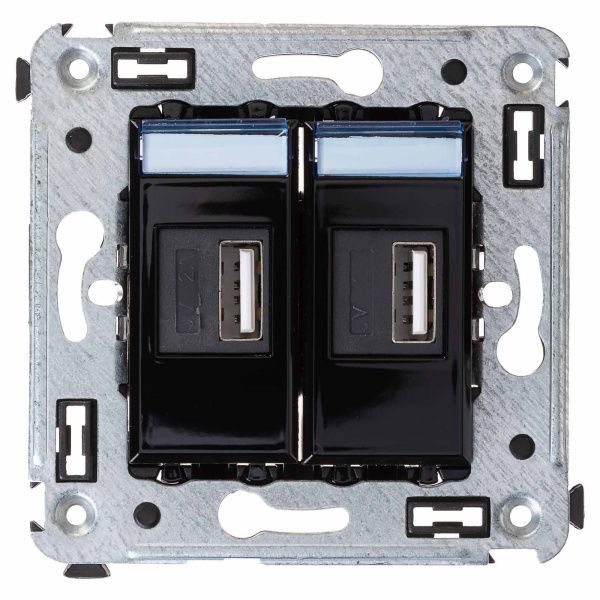 USB зарядное устройство в стену 2.1 А, Avanti, черный квадрат
