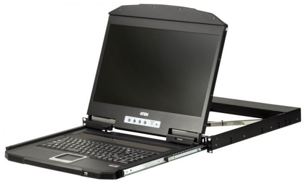 ATEN 1U Ultra Short Depth 18.5” Short Depth USB HDMI Single Rail LCD Console (1920 x 1080)