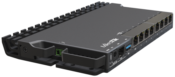 MikroTik RouterBORD 5009UG+S+ with Marvell Armada ARMv8 CPU (4-cores, 1.4GHz per core), 1GB of DDR4 RAM, 1GB NAND storage, 1x 2.5Gbit LAN, 7x 1Gbit LAN, 1xSFP+ port, RouterOS L5, metal desktop case, P