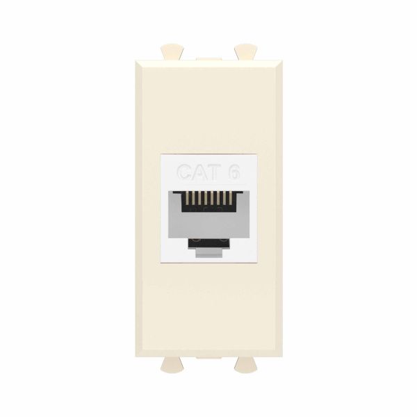 Компьютерная розетка RJ-45 без шторки модульная, кат.6, Avanti, ванильная дымка, 1 модуль