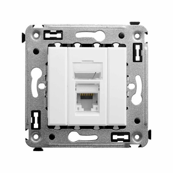 Компьютерная розетка RJ-45 в стену, кат.6A одинарная, Avanti, белое облако