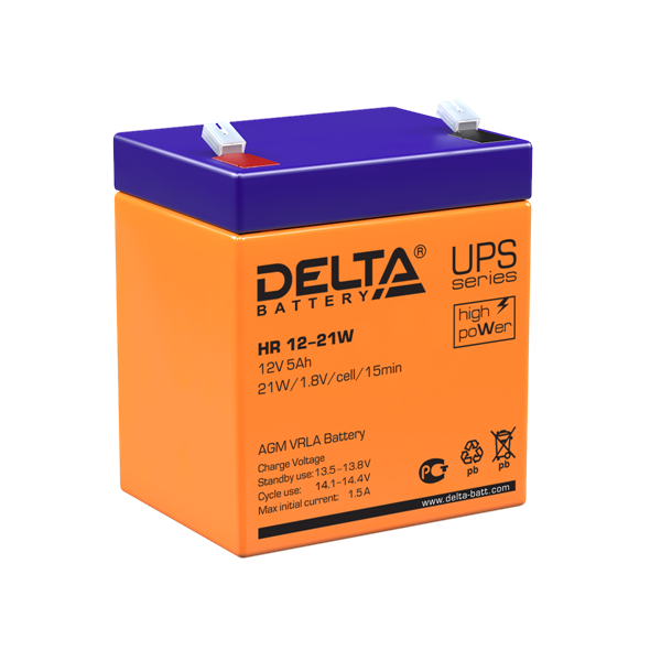 Delta Аккумуляторная батарея для ИБП HR 12-21W (12V/5Ah)