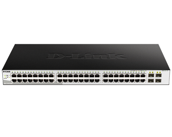 D-Link Управляемый L2 коммутатор, 48x1000Base-T, 4x1000Base-X SFP, защита от статического электричества до 6 кВ, CLI, консольный порт RJ-45, RPS, поддержка Dying Gasp, мониторинг статуса питания комму
