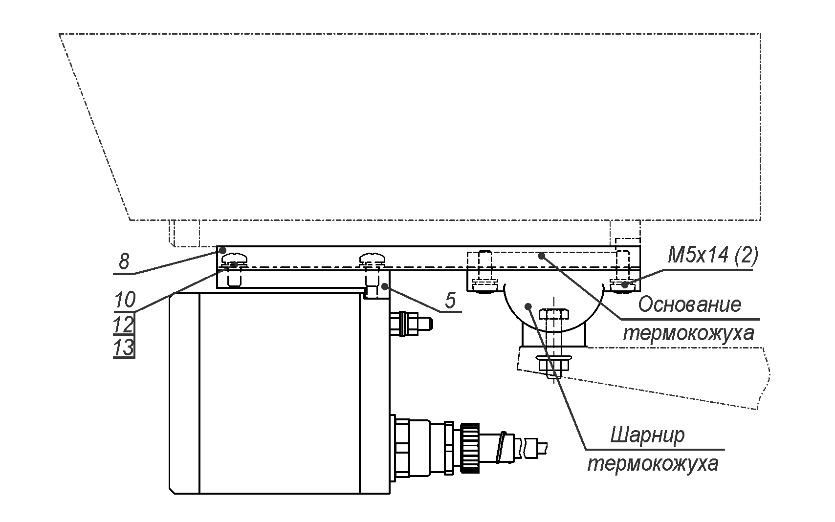 Установка прожектора ПИП ВБ исп.88 (А) на видеокамеры в термокожухе ТГБ 4М Ex IIC