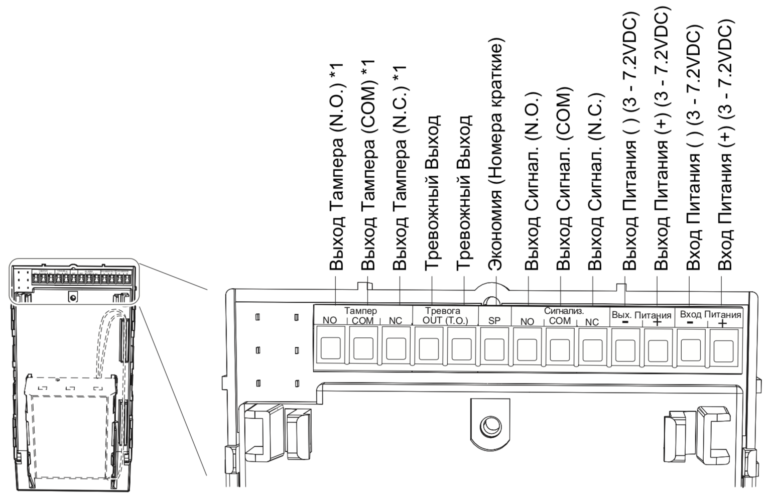 Подключение OPTEX HX-80NRAM