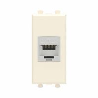 Компьютерная розетка RJ-45 без шторки модульная, кат.6А экранированная, Avanti, ванильная дымка, 1 модуль