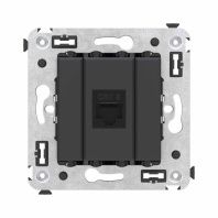 Компьютерная розетка RJ-45 без шторки в стену, кат.6 одинарная, Avanti, черный матовый