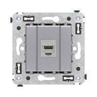 Компьютерная розетка RJ-45 без шторки в стену, кат.5e одинарная экранированная, Avanti, закаленная сталь