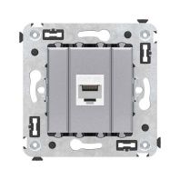 Компьютерная розетка RJ-45 без шторки в стену, кат.5е одинарная, Avanti, закаленная сталь