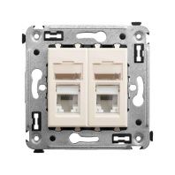 Компьютерная розетка RJ-45 в стену, кат.6 двойная, Avanti, ванильная дымка