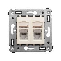 Компьютерная розетка RJ-45 в стену, кат.5e двойная экранированная, Avanti, ванильная дымка