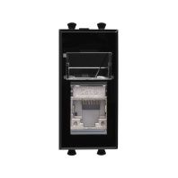 Компьютерная розетка RJ-45 модульная, кат.6 экранированная, Avanti, черный квадрат, 1 модуль