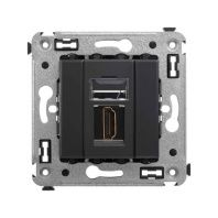 HDMI розетка одинарная в стену, тип А-А, Avanti, черный матовый