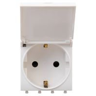 Розетка с крышкой модульная, 2P+E, с з/ш, Avanti, белое облако, 2 модуля