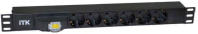 ITK PDU 6 розеток DIN49440 (нем.станд.), с автоматом 10А, 1U, без шнура, вх.IEX320 C14, алюминиевый профиль, черный