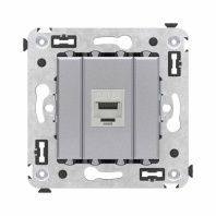 Компьютерная розетка RJ-45 без шторки в стену, кат.6А одинарная экранированная, Avanti, закаленная сталь