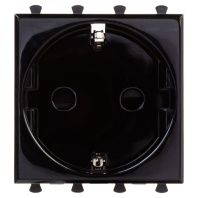Розетка модульная, 2P+E, с з/ш, Avanti, черный квадрат, 2 модуля