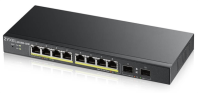 Smart L2 PoE+ Zyxel GS1900-10HP, 8xGE PoE+, 2xSFP, настольный, бесшумный, бюджет PoE 77 Вт