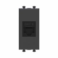 Компьютерная розетка RJ-45 без шторки модульная ,кат.6, Avanti, черный матовый, 1 модуль